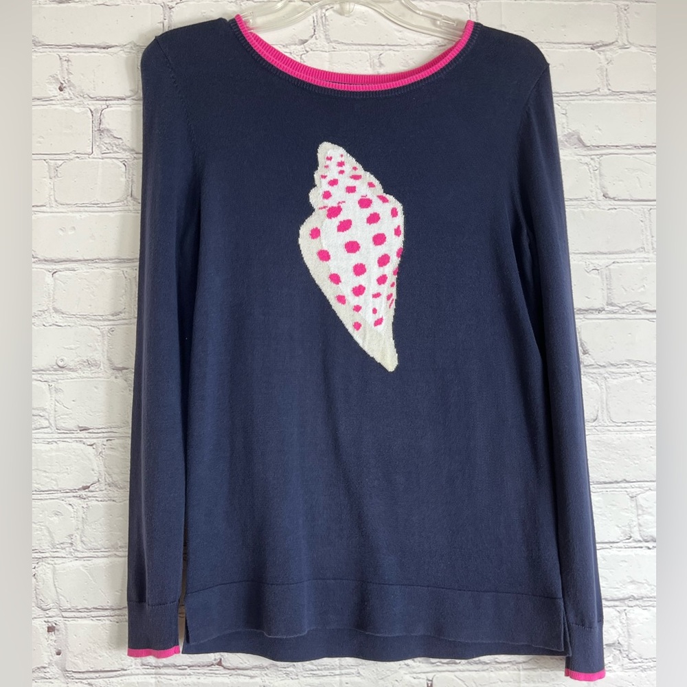 Navy Pink White and Cream Crown&Ivy Conch Shell Sweater🌻